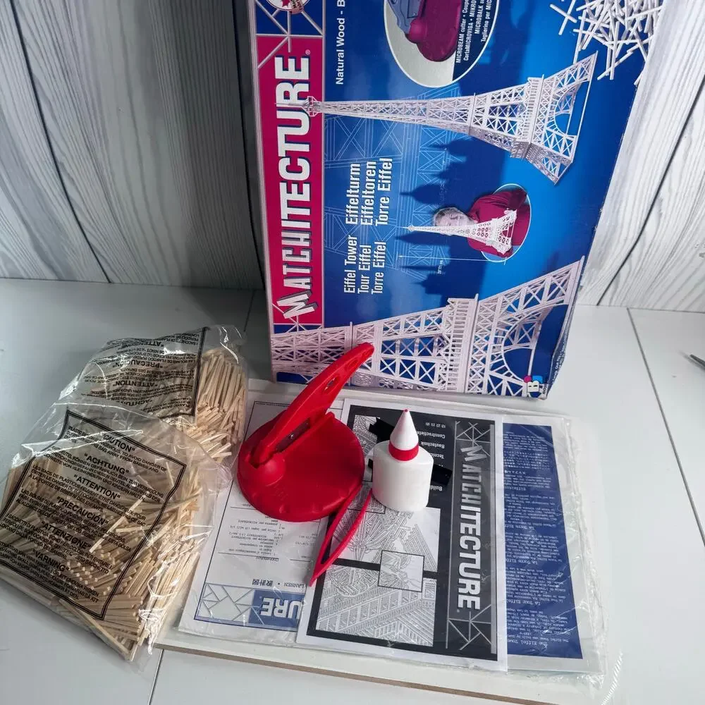 Vintage Matchitecture Eiffel Tower Paris Wood Building Kit  #6611 New
